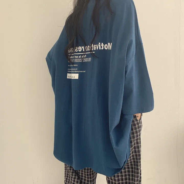 Cotton Short Sleeve T-Shirt For Women, Summer, Internet Celebrity, Loose Fit, Style, Trendy Brand, Mid-Length, New Korean Version B5