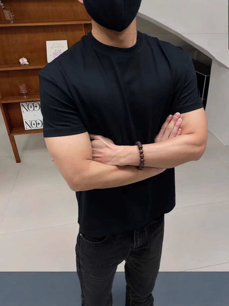 Solid Color T-shirt Navia Regular Shoulder Sport Ice Skin Sorona Quick-dry Stretch Round Neck Casual Short Sleeve T-shirt