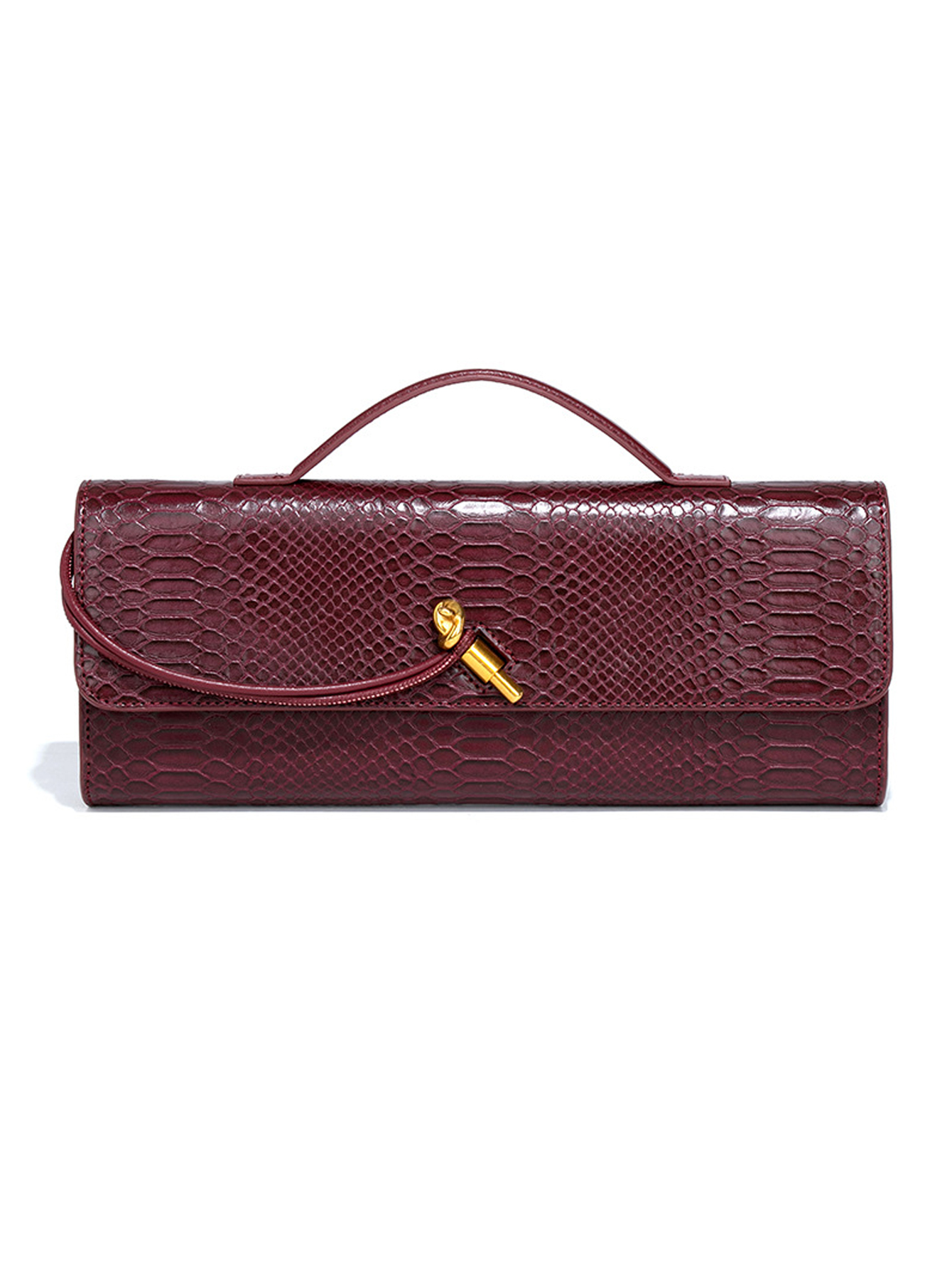 Burgundy bag cherry red envelope wine red envelope upscale new handbag European and American fashion crocodile flip hand organ b