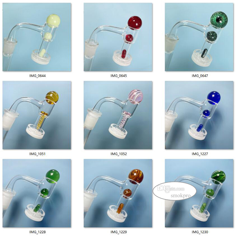 Tariff Free - 4mm Thick Opaque Bottom Terp Slurper Quartz Banger Attachment Set With Glass Spinning Insert Pillar Marble Carb Cap Full Weld 14mm Male Joint