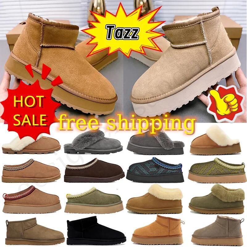 2025 Tazz Slippers Boots Designer Women Tasman Snow Winter Sheepskin Boots Platform Fur Slipper Womens Classic Ultra Mini Suede Wool Ankle Booties Size US 4-13