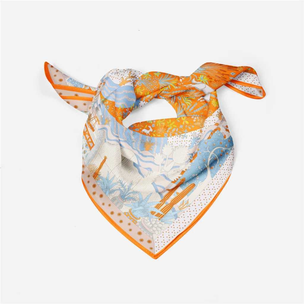 53cm Brand Dot Animals Square Scarf Woman New Design Silk Scarf Women Bandana Luxury Headband Hijab Foulard Neckerchief M250709