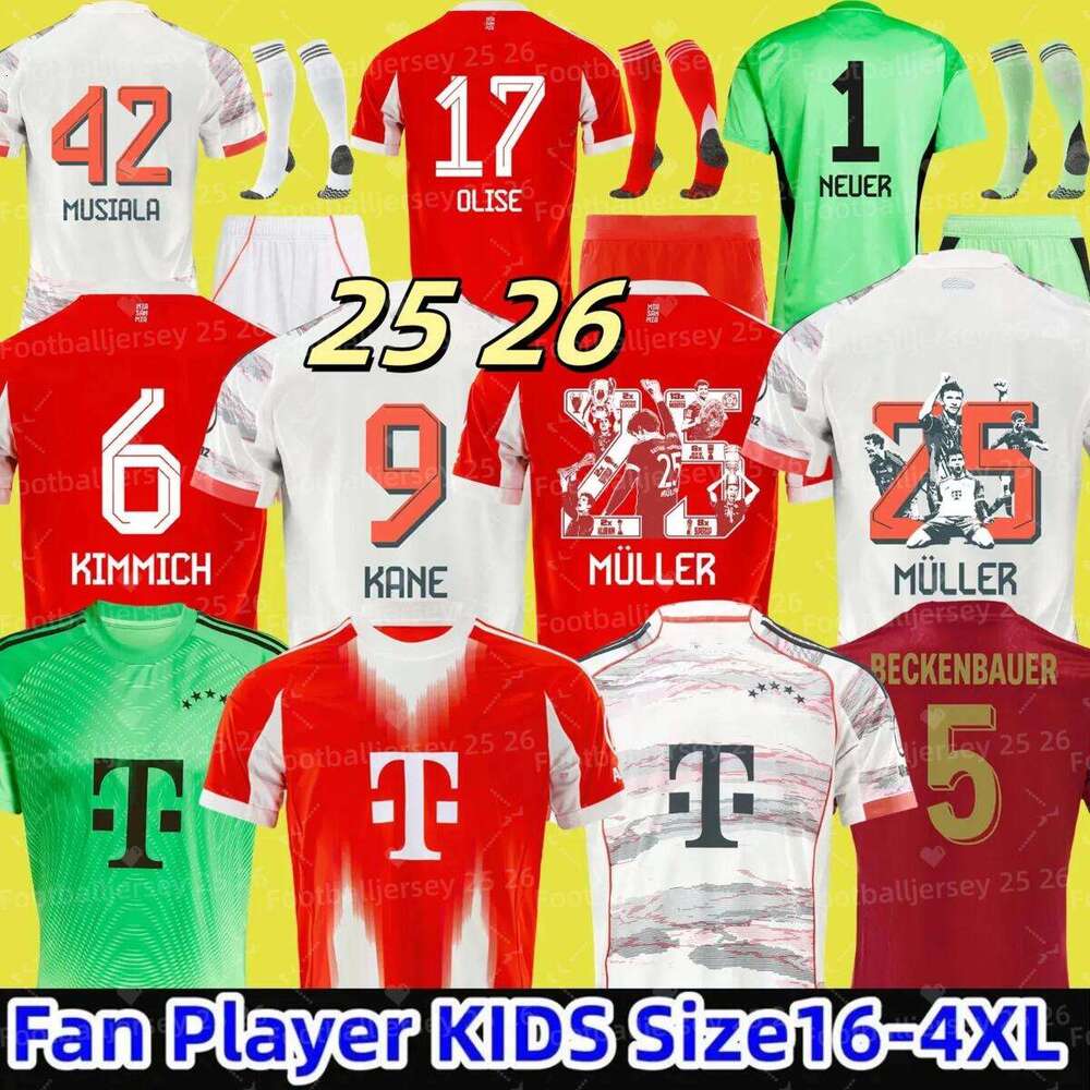 25 26 KANE OLISE soccer jerseys 125-Year Anniversary S MUNICH SANE KIMMICH UPAMECANO MULLER COMAN 2025 2026 football shirt DAVIES MUSIALA bayernmunich 25 26 kids kit