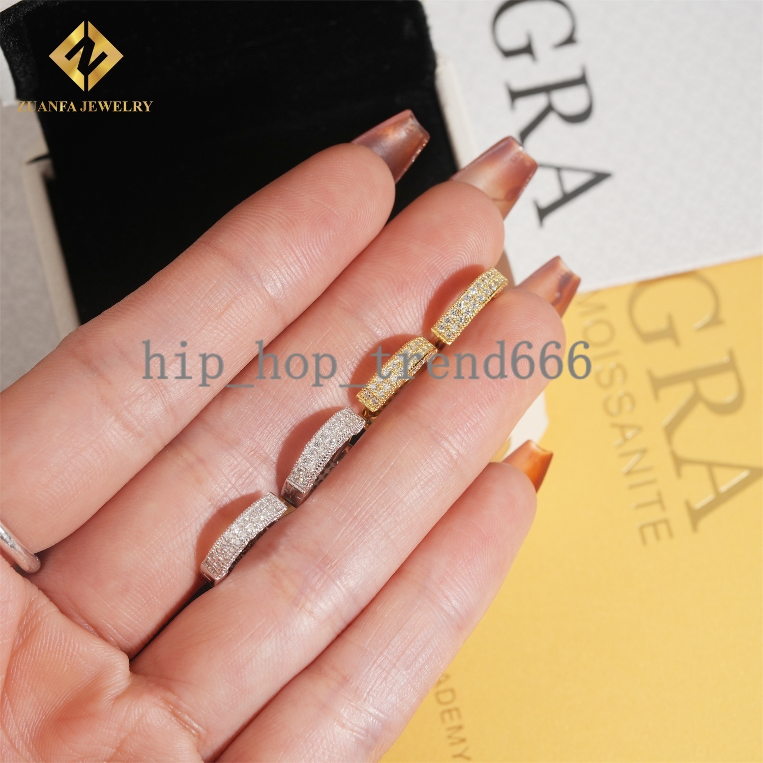 USA Local Stock Rapper Hoop Cluster Diamond Earring Solid 925 Silver VVS Moissanite Iced Out Earrings Pass Diamond Test