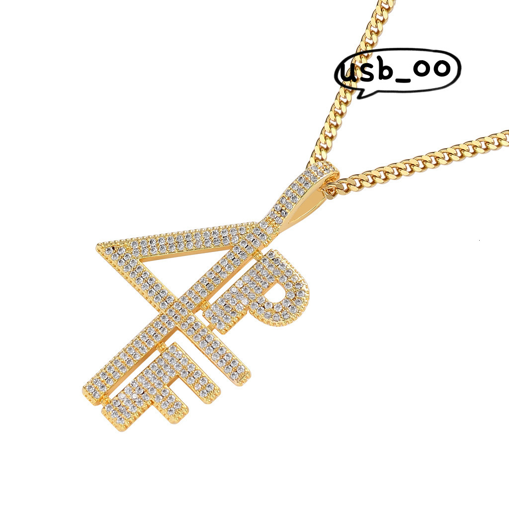 Micro Customizable Brass Gold Plated Paved Moissanite Pendant Necklace Rapper Hip Hop 4PF Number Letter for Weddings