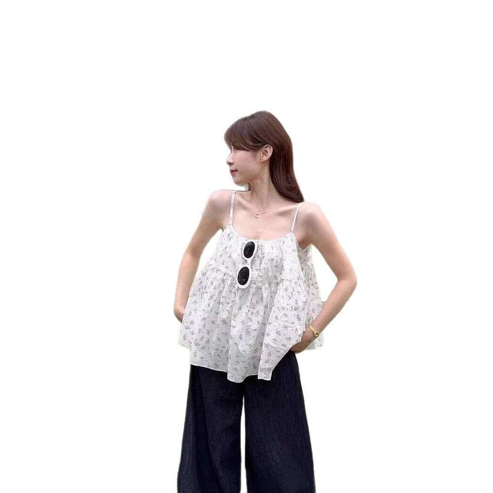 Sweet Style Age-Reducing Vest Floral Top Summer Unique Loose Sleeveless Inner Wear Camisole For Women B5