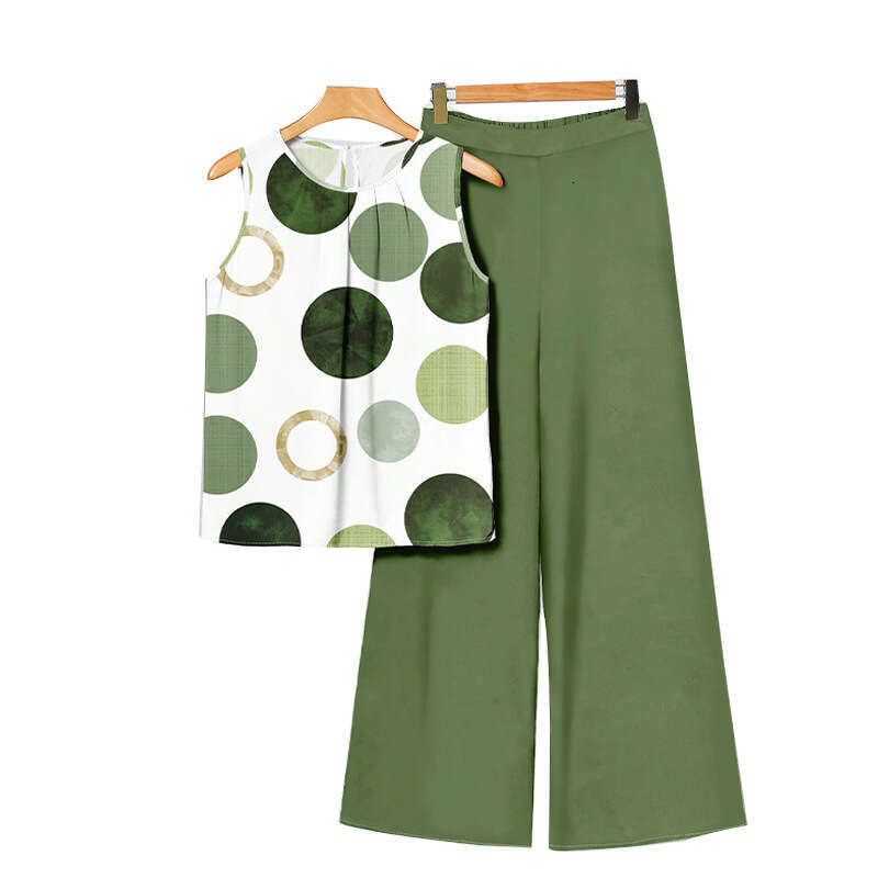 Summer Women's Two-Piece Set: Tank Top And Straight-Leg Casual Pants B5