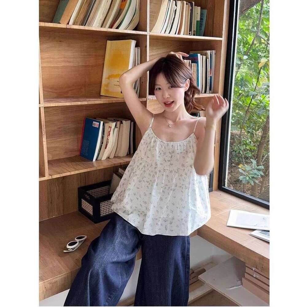 Sweet Style Age-Reducing Vest Floral Top Summer Unique Loose Sleeveless Inner Wear Camisole For Women B5