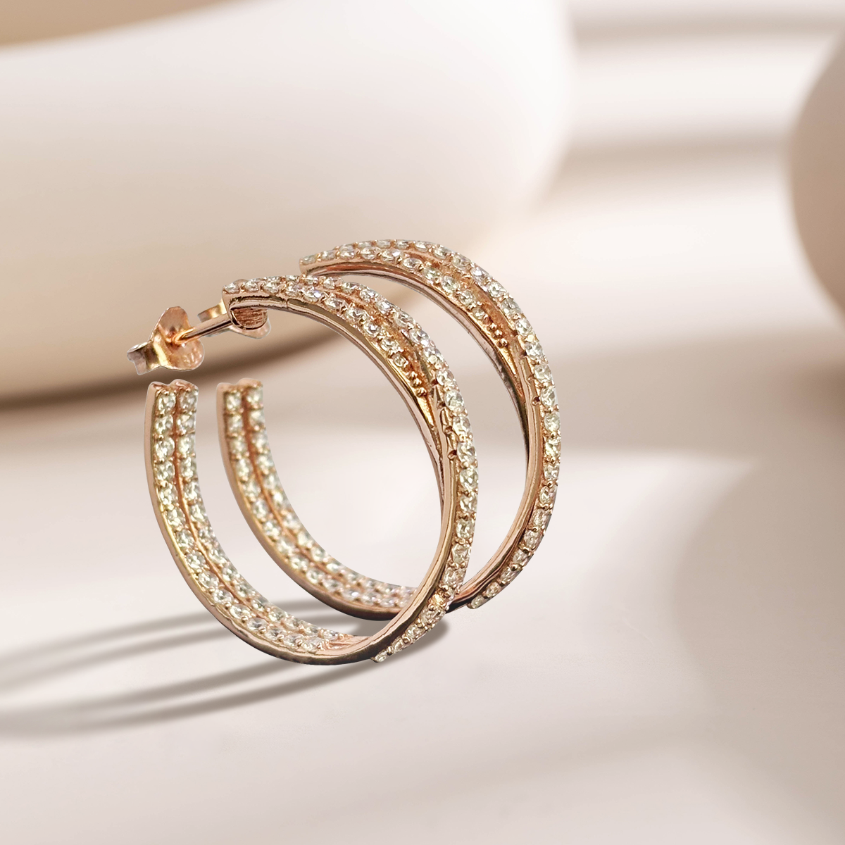 Earrings; hoop earrings; designer rose gold earrings; earrings with a diameter of sier; 925 silver material; ladies accessories; party