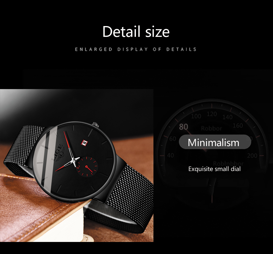 LIGE 2024 Luxury Men Watches Waterproof Ultra Thin Date Clock Male Steel Strap Casual Quartz Watch Men Sports Wrist Watch Man Local warehouse