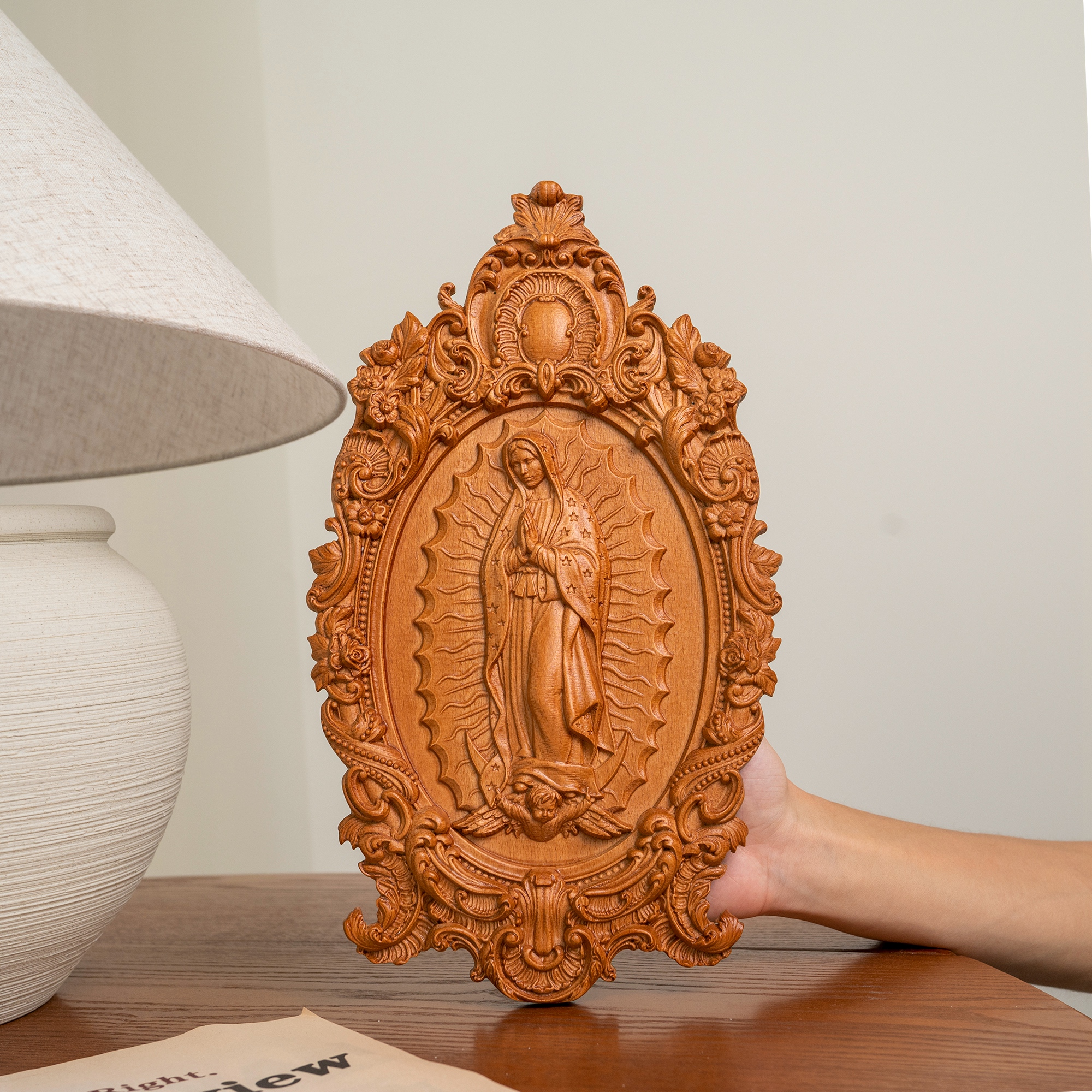 Virgin Mary of Guadalupe Statue, Catholic Icon, Religious Figure, Madonna, Christian, Church, Wall Decor, Art