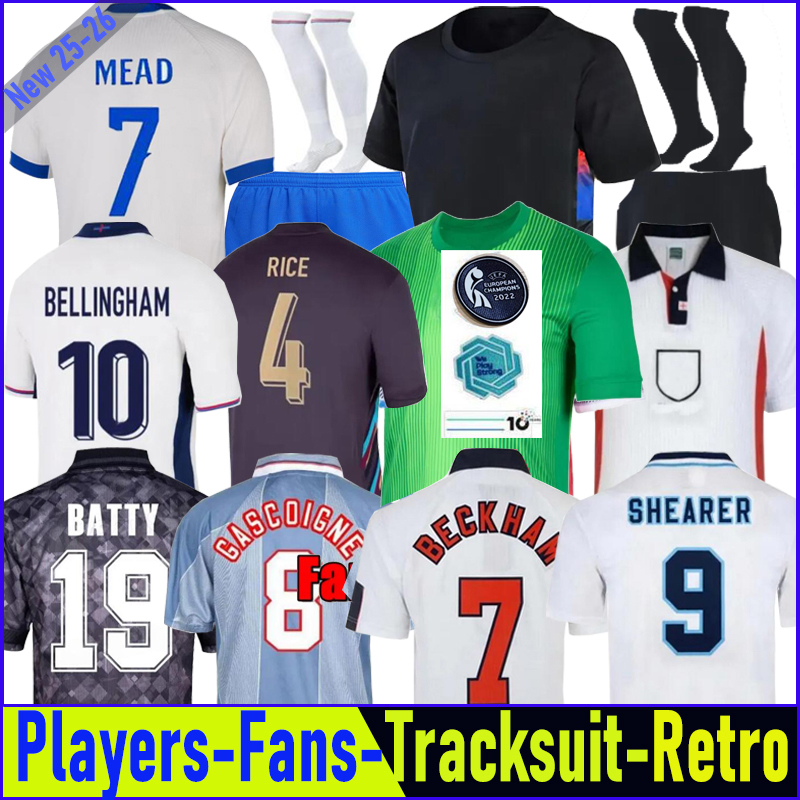 24 25 26 England Soccer Jerseys BELLINGHAM Retro RASHFORD KANE SAKA RICE FODEN National Team Home White Away Men Kid Women england Football Shirt Bronze Men Kids Kit