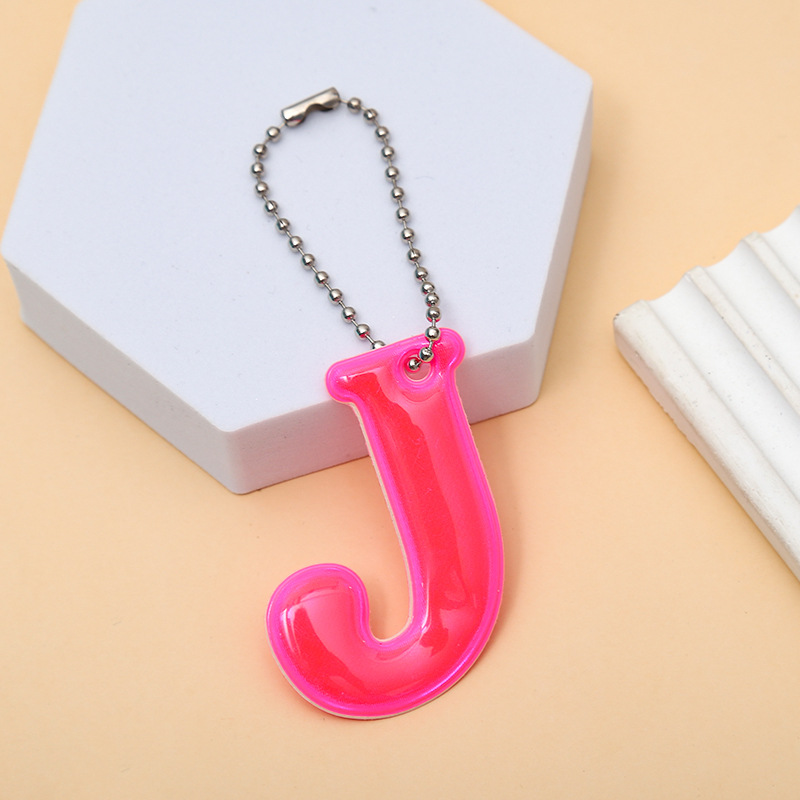 J Letter Shaped 12 Color Reflective Warning Pendant PVC Cycling Backpack Decorative Pendant with Reflective Effect at Night