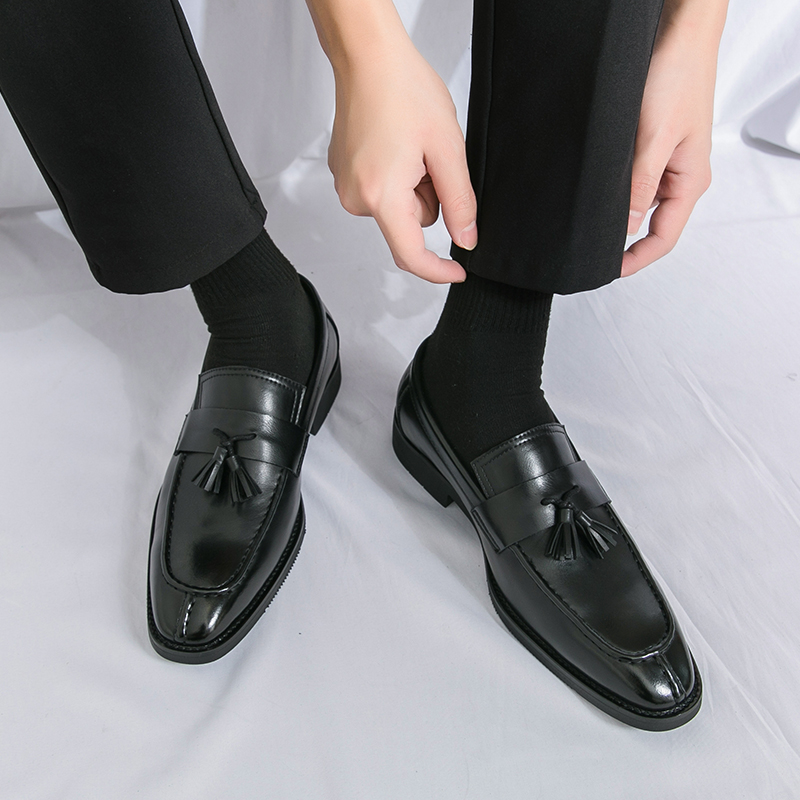 1894 Spring and Summer British Pointed Leather Shoes for Men, British Trendy One Step Business Dress Shoes, Retro Pointed Male Hairstylist, Thick Bott