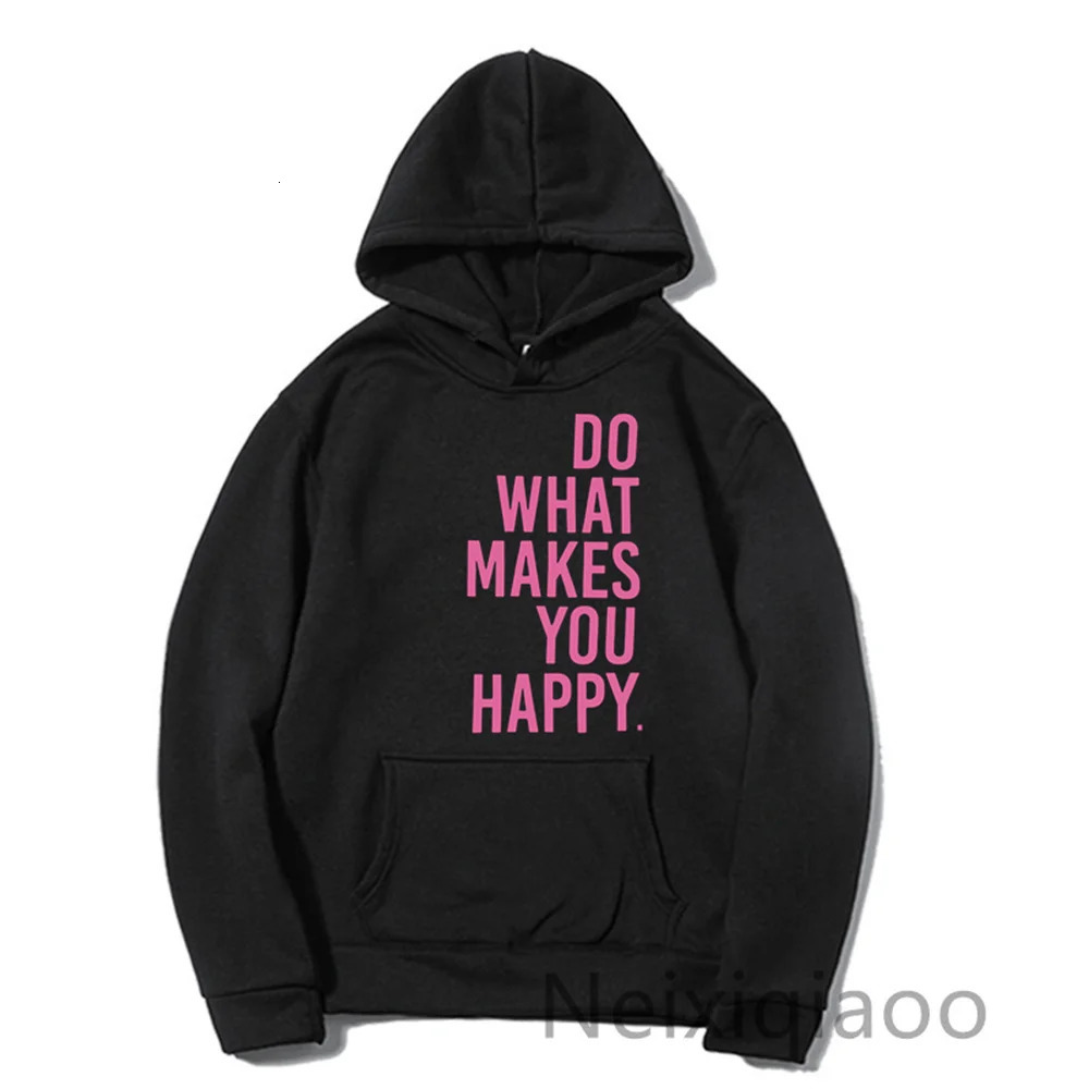 Plus Size Do What Makes You Happy Simple Letter Printed Hoodie Women Men Autumn Winter Clothing Sweatshirt Hoodies Pullover 250709
