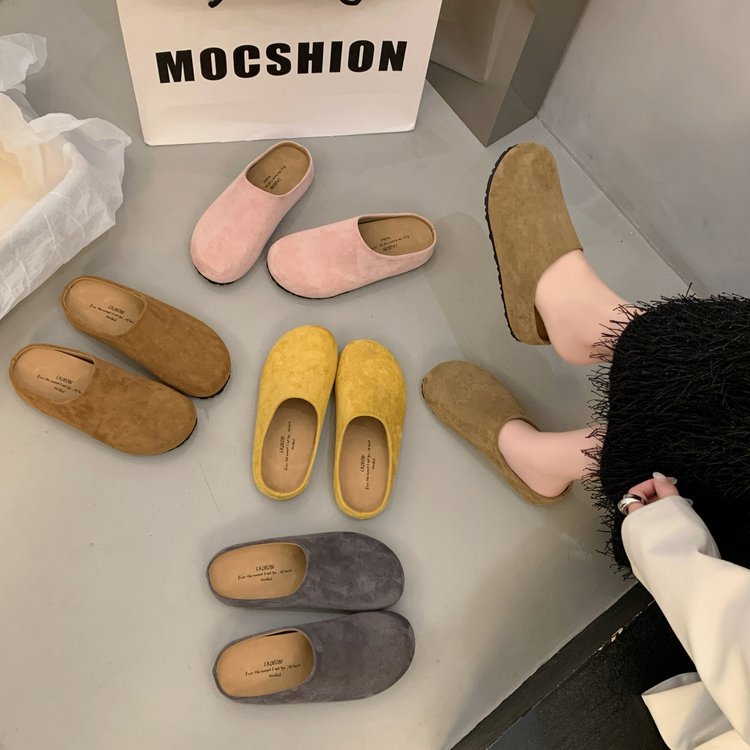 2025 hot new free shipping designer slippers for womens flat slippers grey yellow khaki pink New versatile soft sole casual single shoe