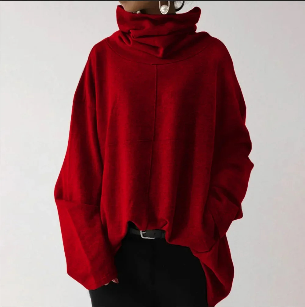 Spring Oversize Womens Hoodies Black Turtleneck Long Sleeves Loose Female Trendy Elegant Lady Clothes 250709