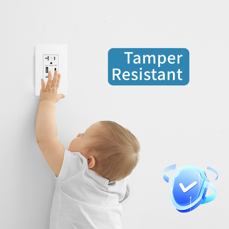 USB Wall Outlet with 30W Fast Charging, Type-C & Type-A Dual Ports USB Outlets, Tamper-Resistant USB Receptacle, 20A ETL Order inquiry back office