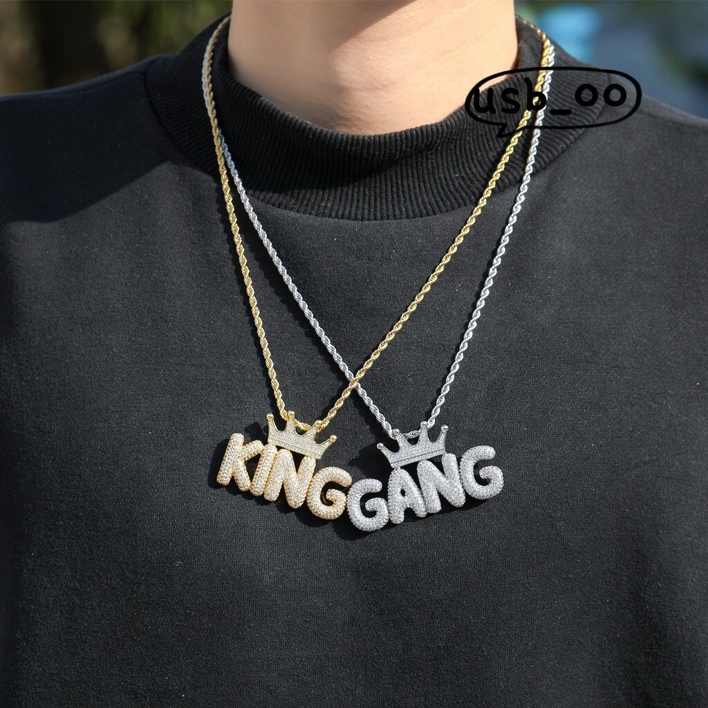 Letter Pendant Necklace Micro-inlaid Crown Moissanite Splicing Combination Letter Necklace Name Pendant Custom Hiphop Pendant