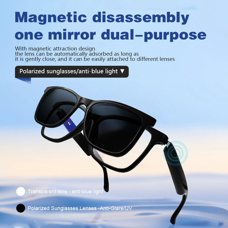 Smart glasses, polarized Bluetooth sunglasses with speakers, voice assistants, open ears, and UV-resistant outdoor audio glass