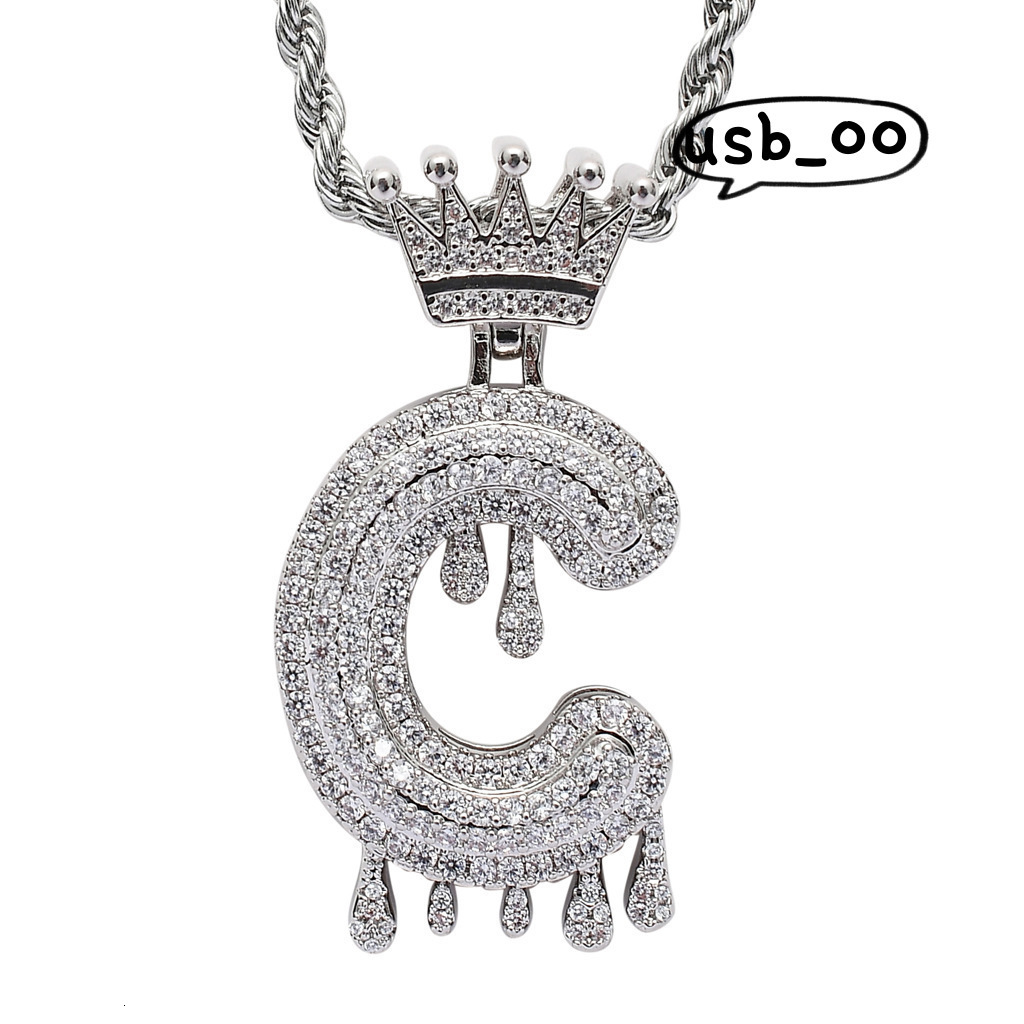 Diamond Custom 925 Silver Mozambican Lettering Necklace Crown Drop Lettering with Custom GRA Certificate
