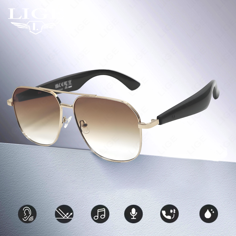 LIGE wireless smart glasses, multi-functional sports glasses, sunglasses, goggles, AI smart translation glasses Wireless call music control