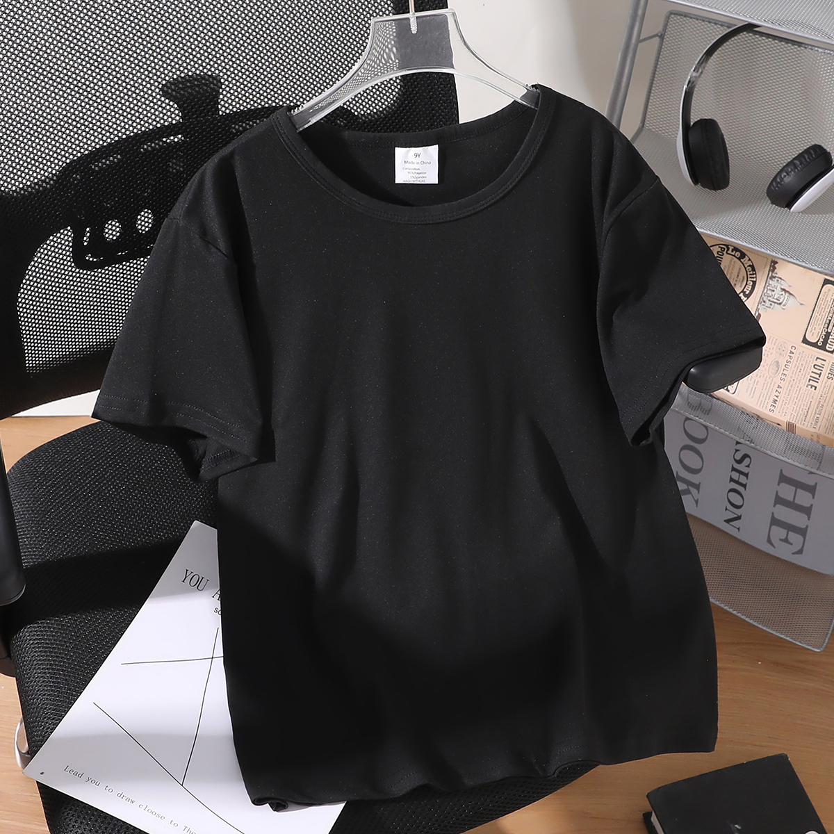 Solid color short sleeve T-shirt Men's Short Sleeve Cotton Tee: Light and Comfy Casual Wear Men's breathable slim thin summer