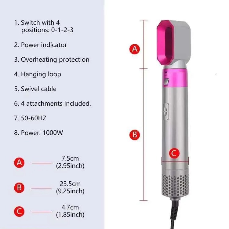 Multifunctional 6 in1 Curling iron High-Speed Negative Ionic Fast Drying Multi Hair Styler Professional Blow Dryer Brush for Curg Styg free