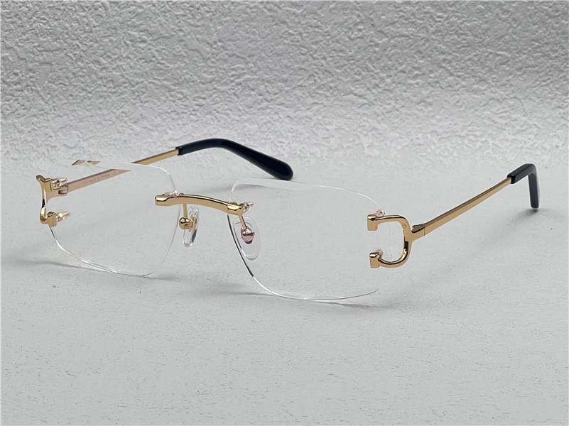 New selling clear lens frameless 18k frames gold-plated ultra-light square rimless optical glasses men business style eyewear model 0115