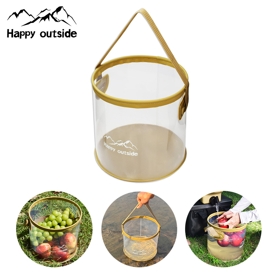 9-10L Collapsible Water Bucket, Foldable Camp Sink, Portable Wash Basin for RV Kitchen, Garden Watering, Beach Toy Storage & Emergency Supply (Transpa