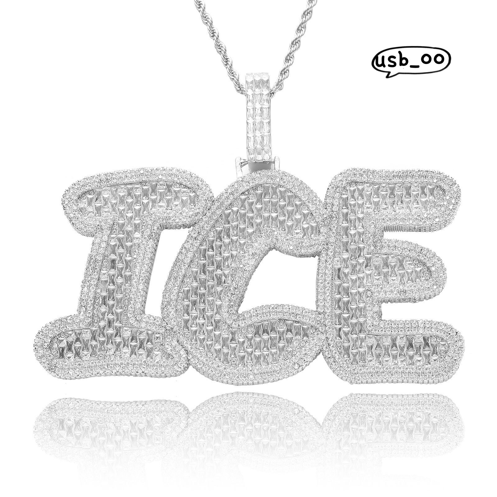 Moissanite Iced Out Gold Square Plated Custom Name Pendant Necklace Splicing Combination Letter Pendant Jewelry Hip Hop Men