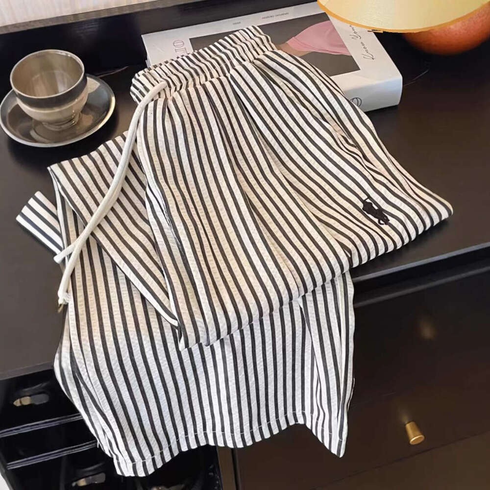 Fashion Vertical Striped Lazy Style Straight Wide Leg Embroidered Long Spring Autumn Casual Black White Scimitar Walking Pants For Women B5