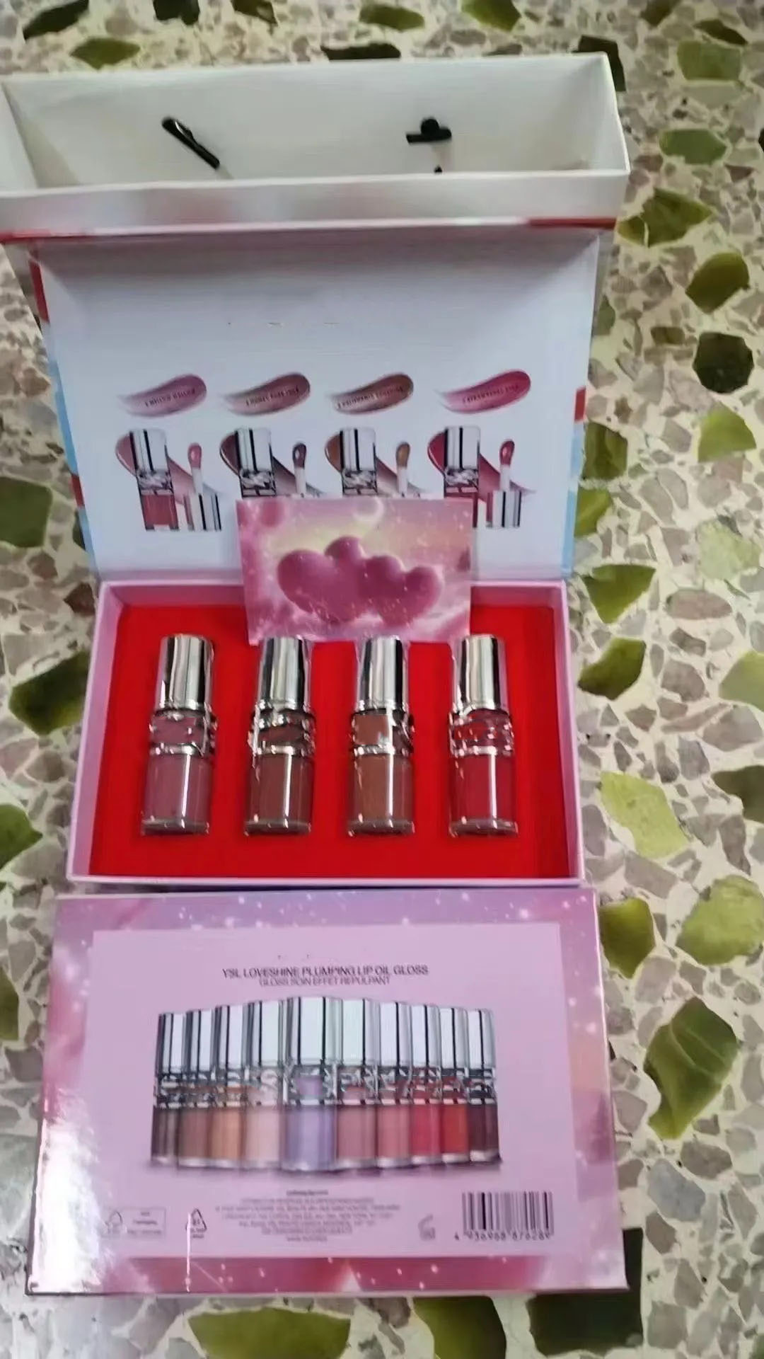 Makeup Set Lip Gloss 6ml 4pieces Lipgloss Plumping Lip Oil Liquid Lipstick Kits Moisturizing Crystal Shiny Glitter Lips Beauty Cosmetics 4pcs Gift Box 03 04 05 07