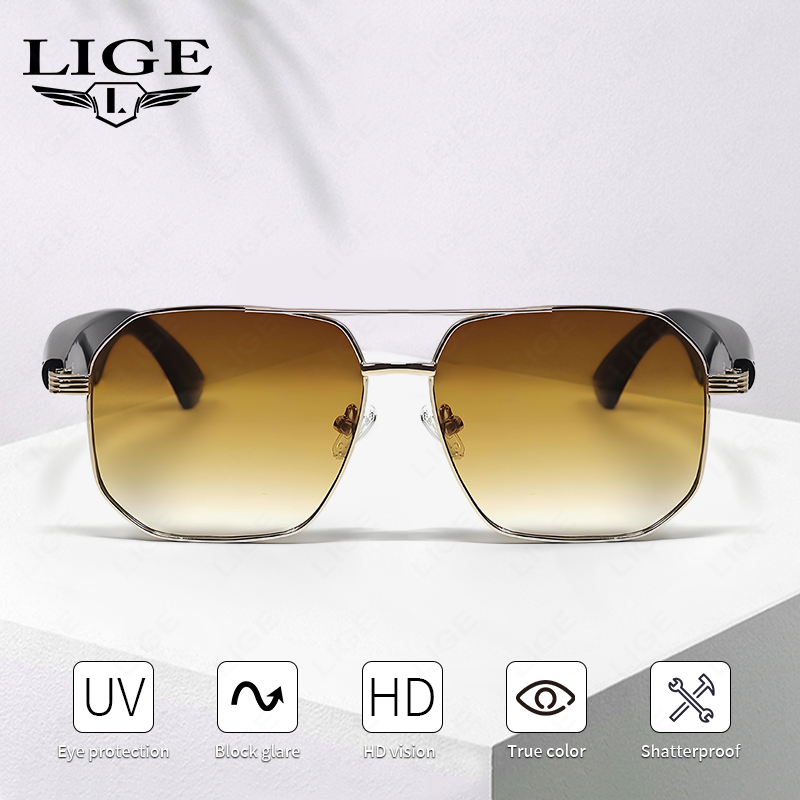 LIGE wireless smart glasses polarized Wireless sunglasses sports smart glasses built-in microphone open music speaker wireless call music control AI t