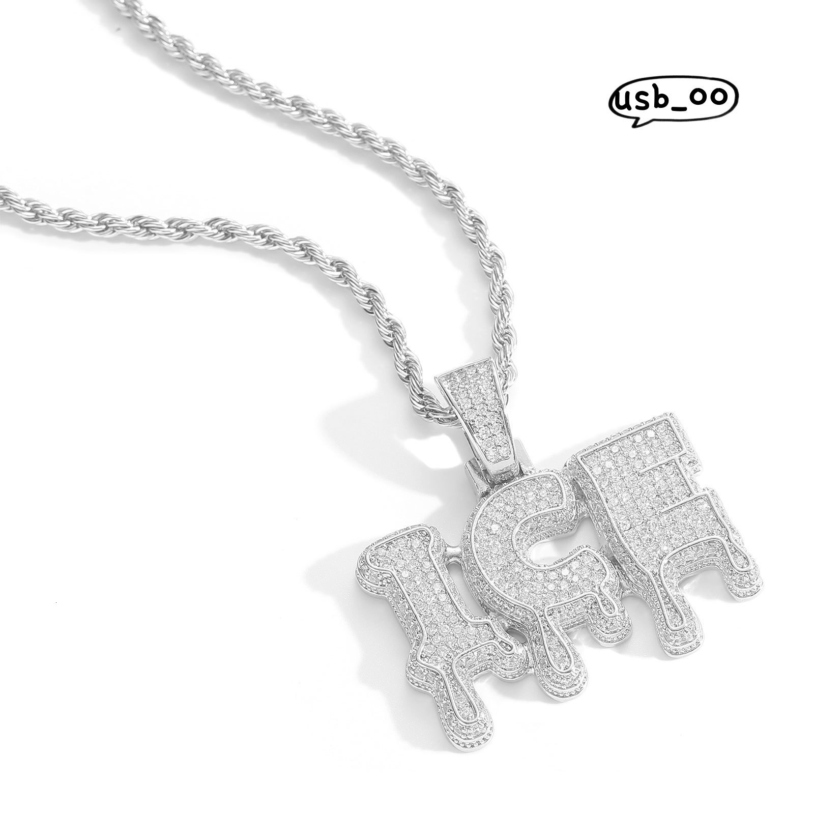 Drop Custom Water Hiphop Pendant Letter Pendant Necklace Real Gold Plated Full Moissanite DIY Patchwork Name Necklace for Couple