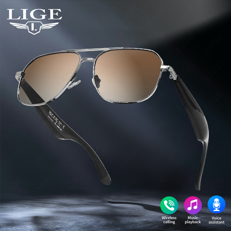 LIGE wireless smart glasses, multi-functional sports glasses, sunglasses, goggles, AI smart translation glasses Wireless call music control