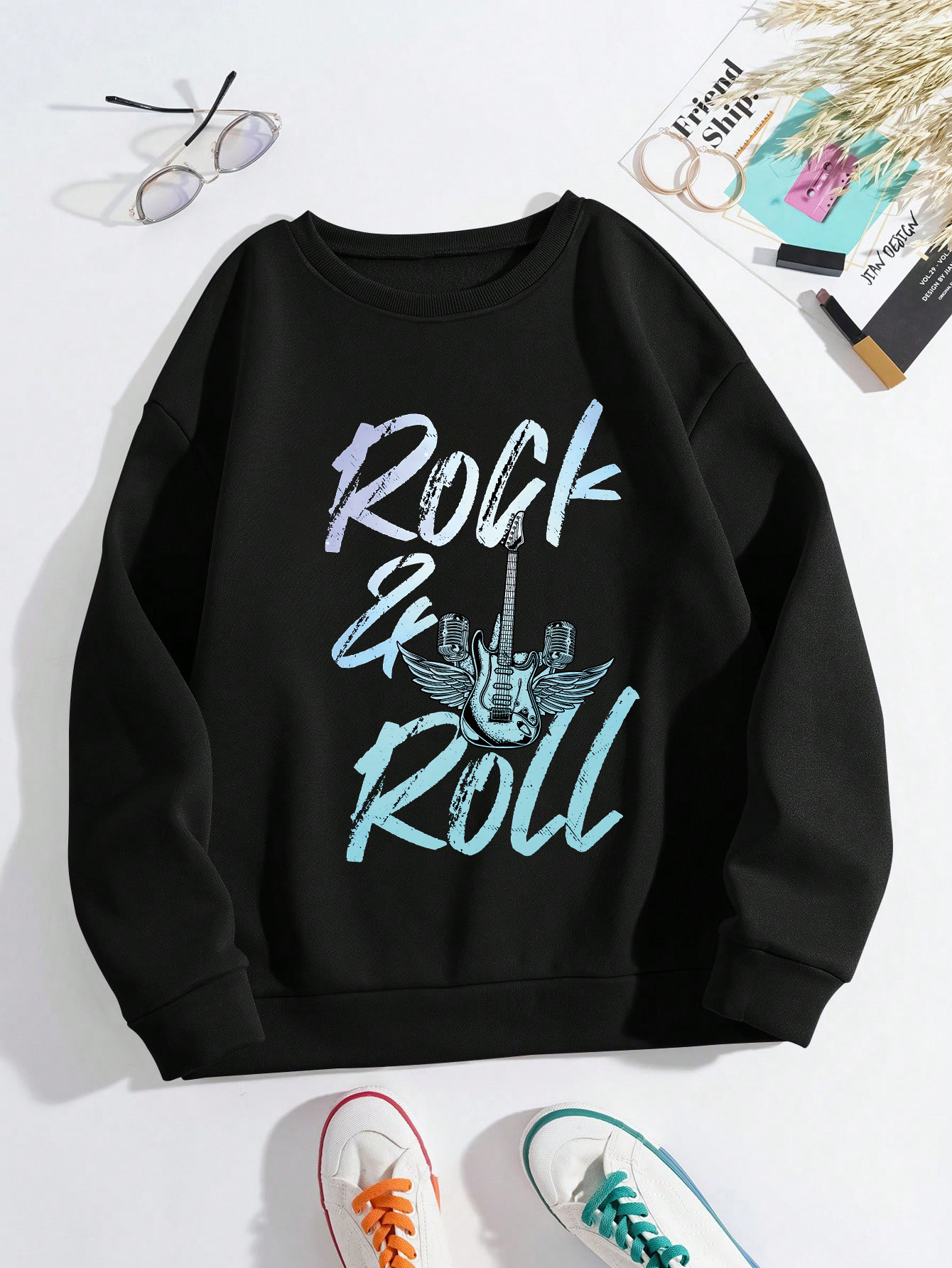 Pure cotton sweater women's 2025 new black spring and autumn American letters women's fashion high street casual coat