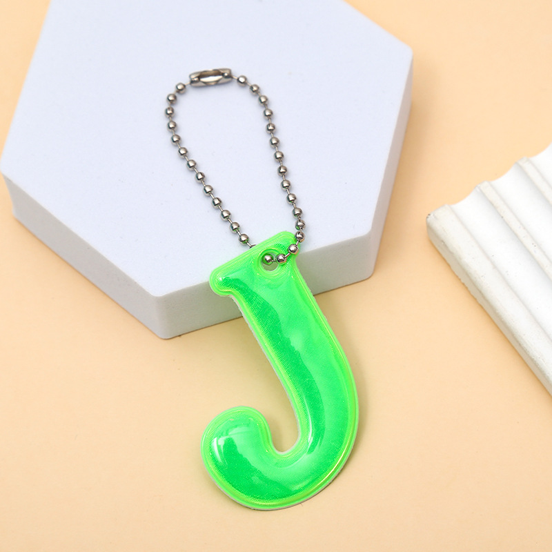 J Letter Shaped 12 Color Reflective Warning Pendant PVC Cycling Backpack Decorative Pendant with Reflective Effect at Night