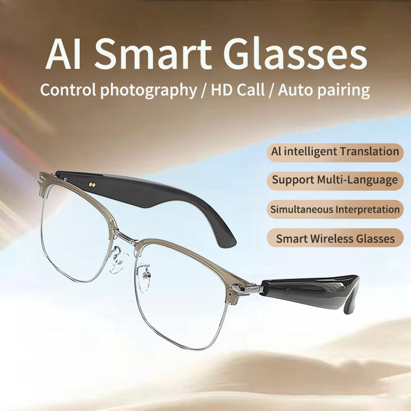 LIGE Polarized Bwireless call sunglasses sports smart glasses, built-in microphone and open music speaker, Al intelligent WirelessTranslation Glasses