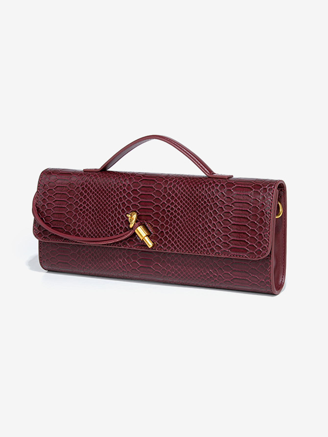 Burgundy bag cherry red envelope wine red envelope upscale new handbag European and American fashion crocodile flip hand organ b