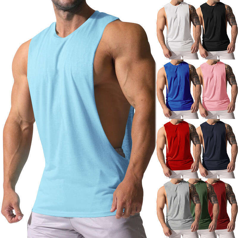 Sleeveless Vest Loose Fit Sports Casual Trendy Solid Color Men's Tank Top Summer B5