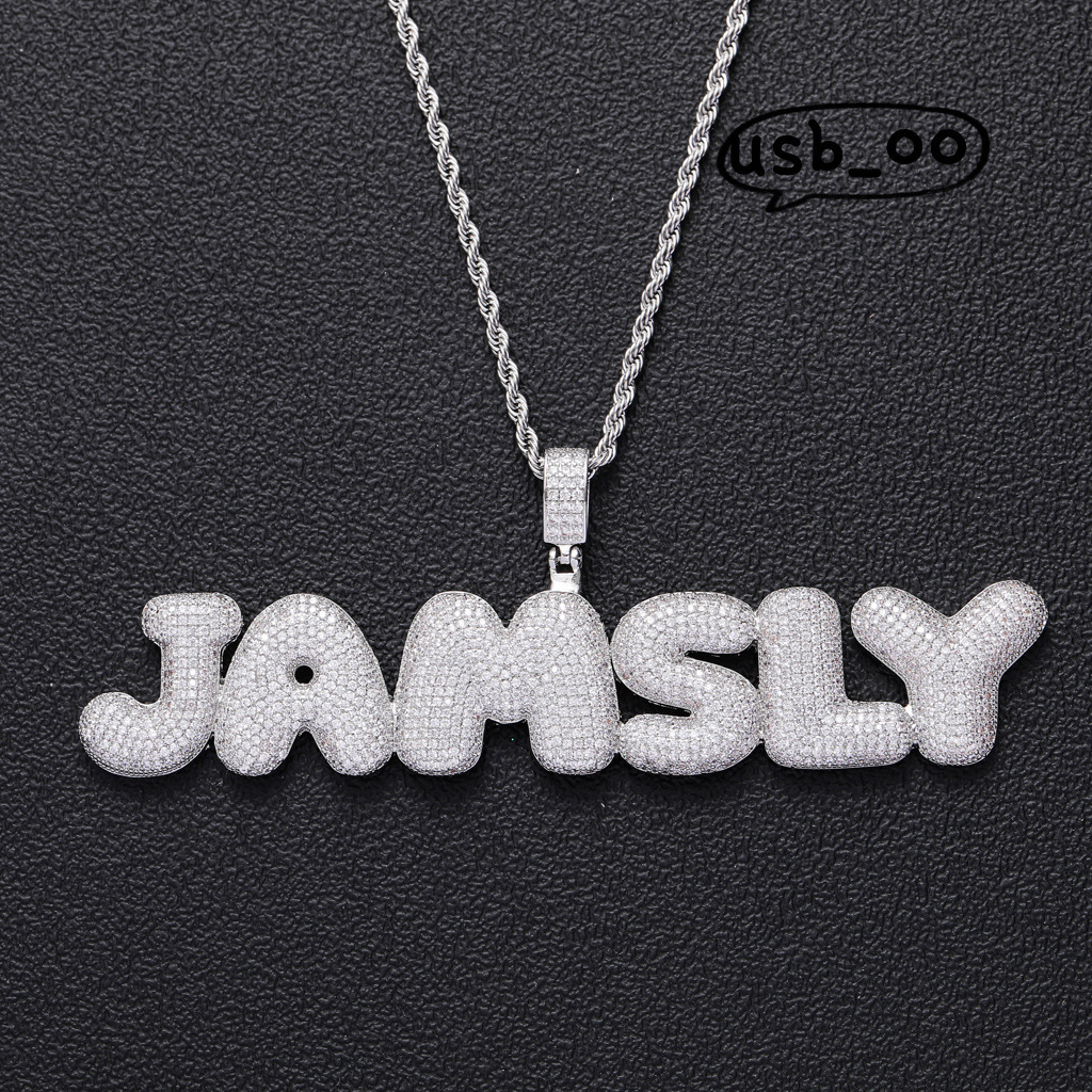 925 Lettering Custom Silver Bubble Mozan Diamond Hip-hop Necklace Personality Can Be Customized with a Certificate