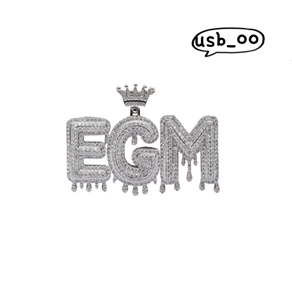 Diamond Custom 925 Silver Mozambican Lettering Necklace Crown Drop Lettering with Custom GRA Certificate
