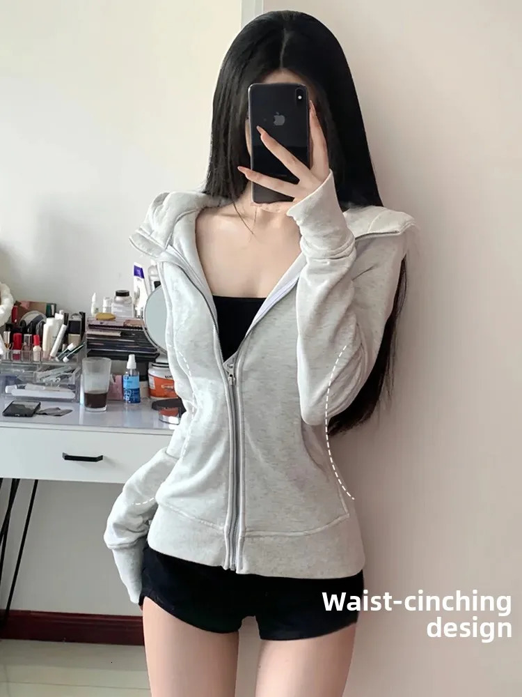 Light Ey Hoodie Womens Spring Autumn School Return Casual Sports Zipper Open Cardigan Jacket Korean Style Long Sleeve 250709