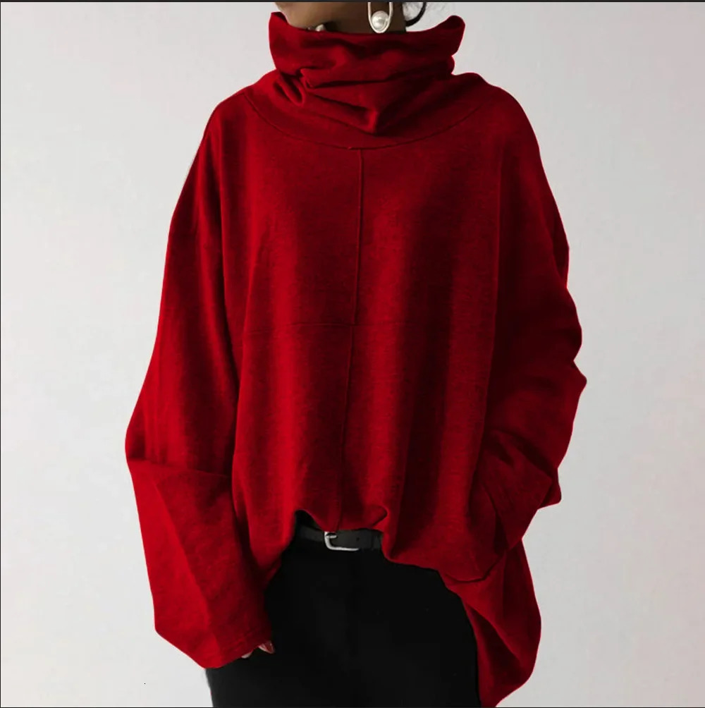 Spring Women Sweatshirt Black Turtleneck Long Sleeve Pockets Loose Hoodies Female Winter Trendy Casual Ladies Clothes 250709