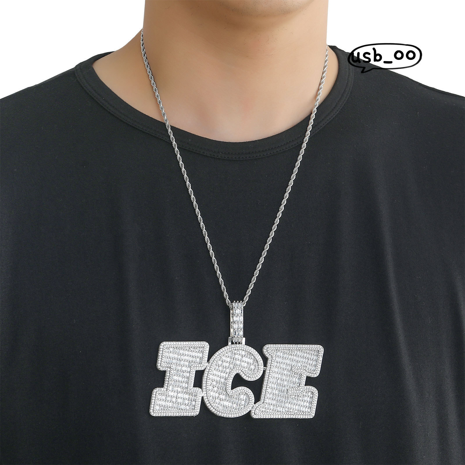 Letter Copper Italic Customized Splicing Name Pendant Necklace Personalized DIY Fashion Alphabet Pendants Couple Hip Hop Jewelry