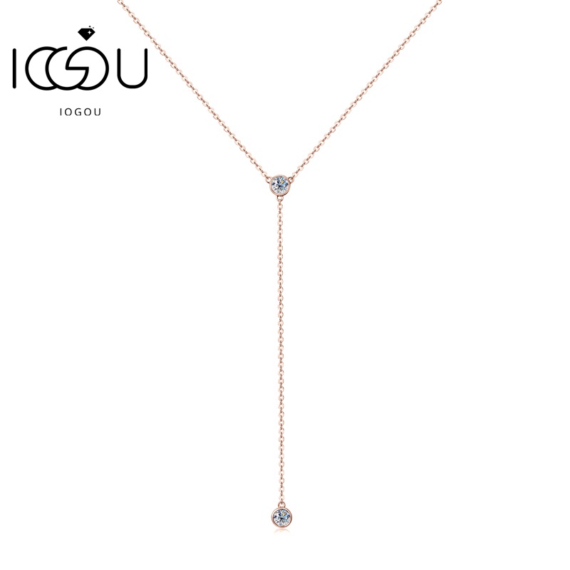 IOGOU D Color Moissanite Diamond Necklace For Women Tassel Pendant 925 Silver Rose Gold/ Yellow Gold Plated Sexy Girl Jewelry