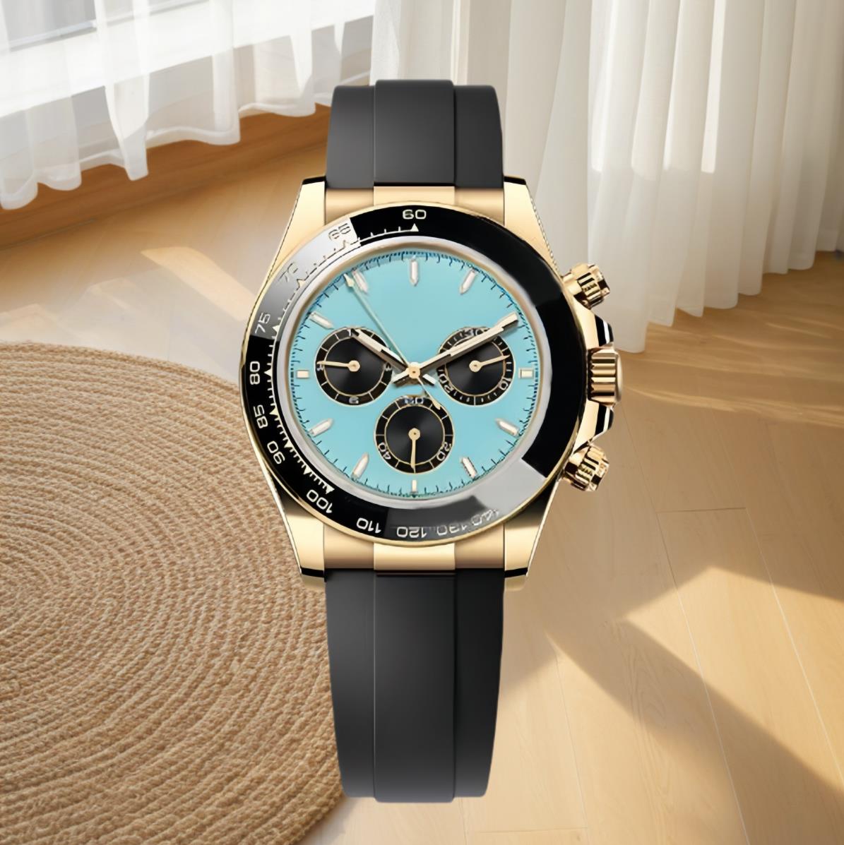 Luxury men's automatic mechanical watch design 40mm watch 2813 fashion 904L all stainless steel strap light blue classic swimming night light blue treasure watches