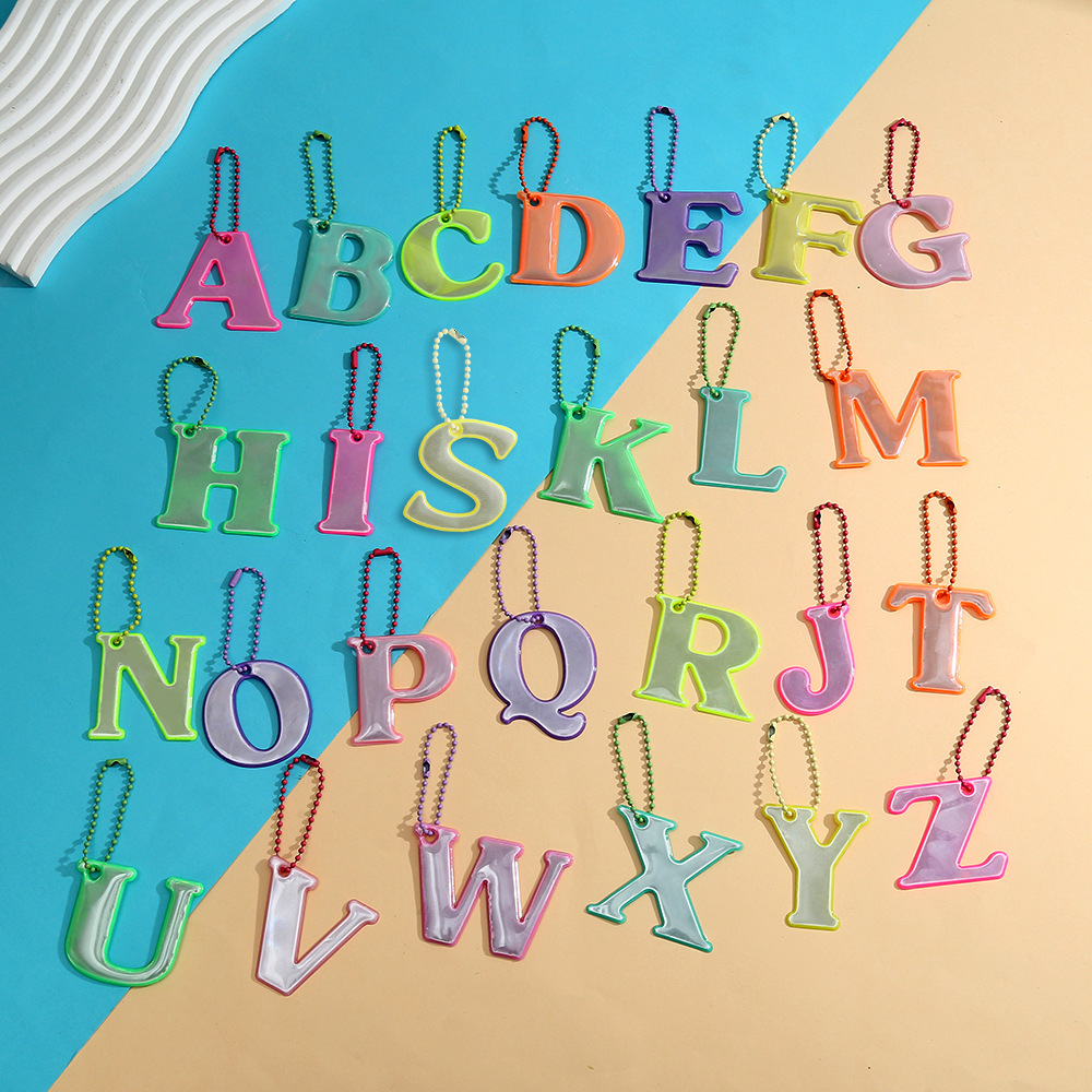 High Visibility Reflective M Letter PVC Keychain for Night Riding Backpack Keychain Pendant