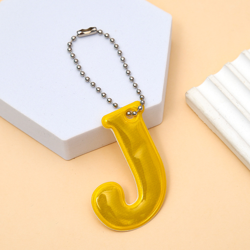 J Letter Shaped 12 Color Reflective Warning Pendant PVC Cycling Backpack Decorative Pendant with Reflective Effect at Night